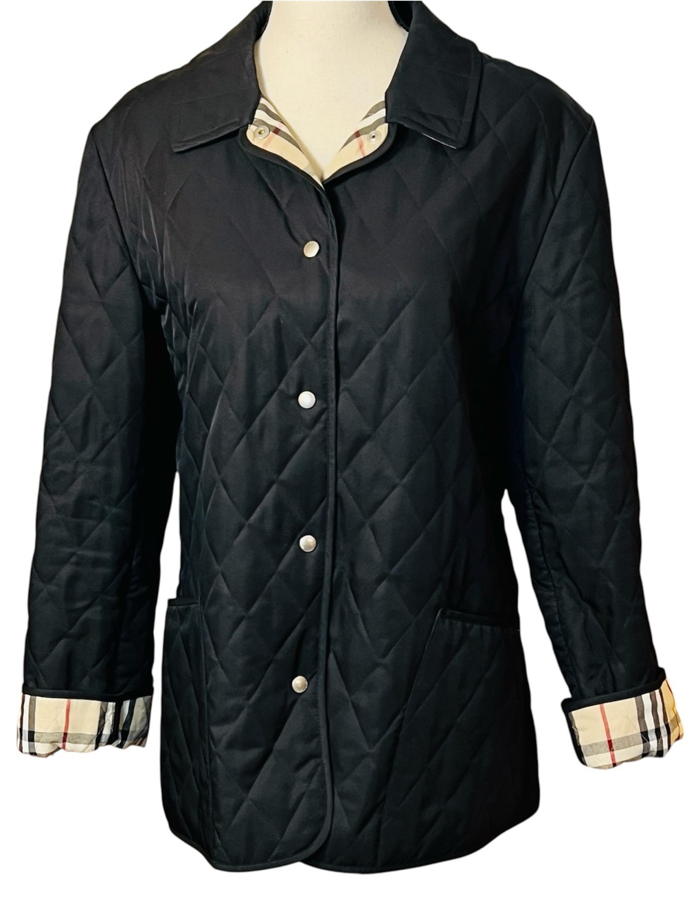 Burberry of London Black Quilted Nylon Jacket Sz-M